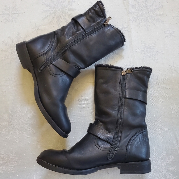 Fabianelli Black Leather Zip Boots Decor Buckle Made in Italy Women's Size 8 - Picture 3 of 13